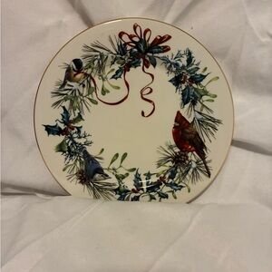 Lenox Winter Greetings 8” Salad Plate with Red and Green Accents